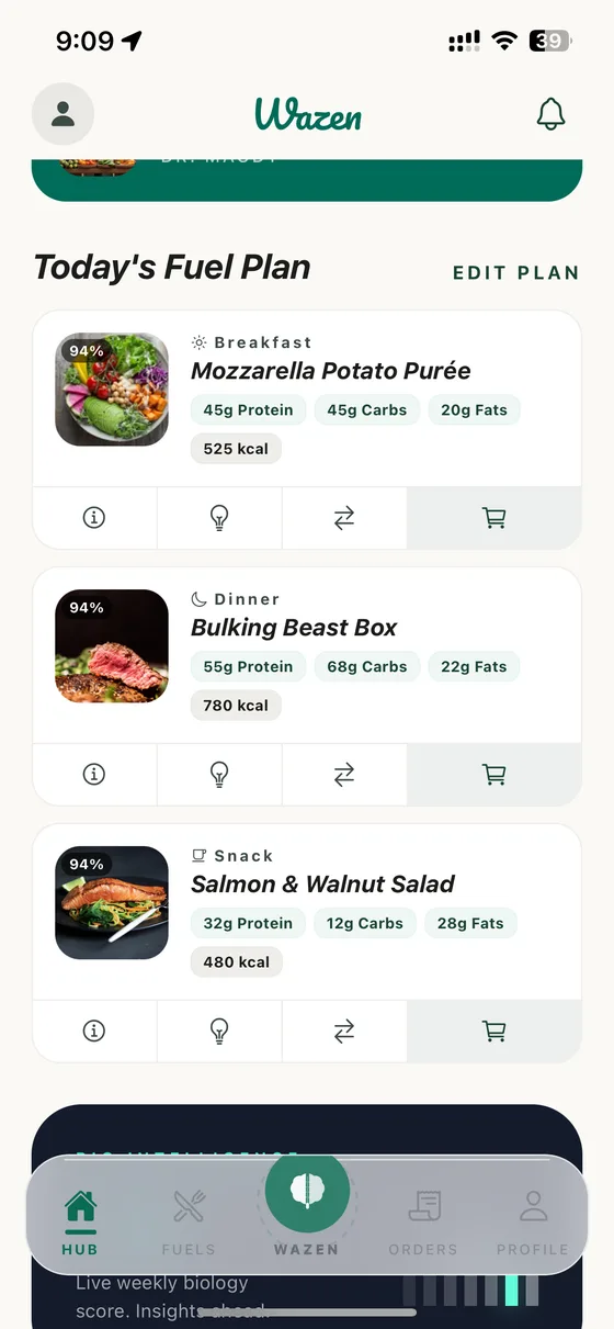 Wazen fuel plan app screen
